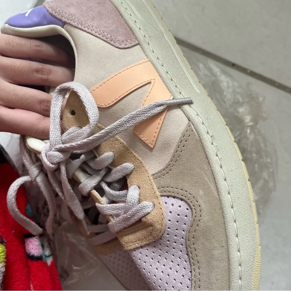 NEW Veja Women V-10 Suede Multico Peach Lavender Sneakers Shoes size 39 US 8 - Picture 8 of 11